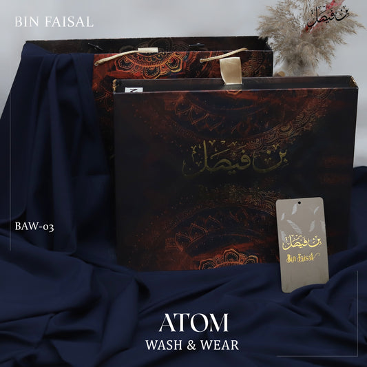 ATOM Wash & Wear Wrinkle Free | Premium Boski Feel Summer Fabric | Navy Blue