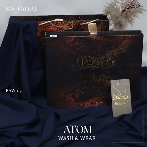ATOM Wash & Wear Wrinkle Free | Premium Boski Feel Summer Fabric | Navy Blue