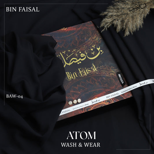 ATOM Wash & Wear Wrinkle Free | Premium Boski Feel Fabric | Black